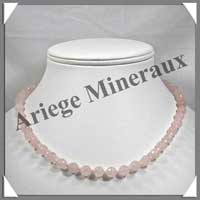 QUARTZ ROSE - Collier Perles Facetes 8 mm - 44 cm - A006