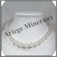 QUARTZ ROSE - Collier Perles 12 mm - 43 cm - M001