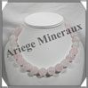 QUARTZ ROSE - Collier Perles 16 mm - 45 cm - M001 Brsil