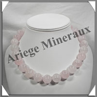 QUARTZ ROSE - Collier Perles 16 mm - 45 cm - M001
