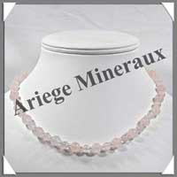 QUARTZ ROSE - Collier Perles 6 et 8 mm en altern - 44 cm - M001
