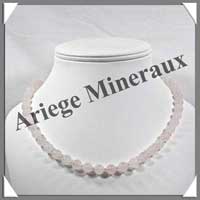 QUARTZ ROSE - Collier Perles 8 mm - 44 cm - M003