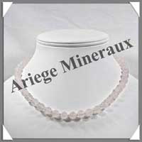 QUARTZ ROSE - Collier Perles 8 mm - 44 cm - M004