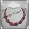 RHODONITE - Collier Compos - 9 Ovales 30x20 mm et Perles 8 mm - 46 cm - M001 Prou