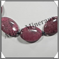 RHODONITE - Collier Compos - 7 Ovales 30x20 mm et Perles Hmatite 6 mm - 45 cm - M003