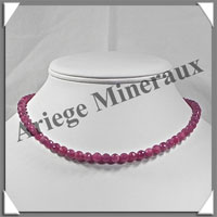 RUBIS - Collier Perles Facetes 6 mm - 43 cm - A001