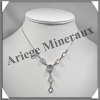 SPECTROLITE Cristallise - Collier Argent - 7 Cabochons - 42 cm - P001