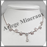 SPECTROLITE Cristallise - Collier Argent - 9 Cabochons - 42 cm - P002