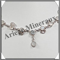 SPECTROLITE Cristallise - Collier Argent - 9 Cabochons - 42 cm - P002