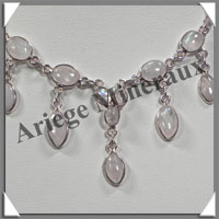 SPECTROLITE Cristallise - Collier Argent - 16 Cabochons - 42 cm - P003