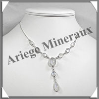 SPECTROLITE Cristallise - Collier Argent - 9 Cabochons - 42 cm - P004