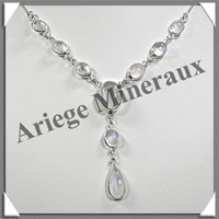 SPECTROLITE Cristallise - Collier Argent - 9 Cabochons - 42 cm - P004