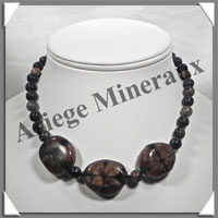 STAURODITE - Collier Compos - 3 Perles Baroques 28x20x10 mm - 40 cm - M004