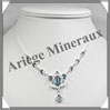 TOPAZE BLEUE Cristallise - Collier Argent - 10 Cabochons Facets - 42 cm - P002 Nigria