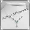 TOPAZE BLEUE Cristallise - Collier Argent - 8 Cabochons Facets - 42 cm - P003 Nigria