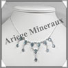 TOPAZE BLEUE Cristallise - Collier Argent - 12 Cabochons Facets - 42 cm - P004 Nigria