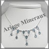 TOPAZE BLEUE Cristallise - Collier Argent - 12 Cabochons Facets - 42 cm - P005 Nigria