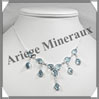 TOPAZE BLEUE Cristallise - Collier Argent - 12 Cabochons Facets - 42 cm - P007 Nigria