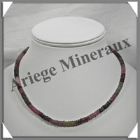 TOURMALINE Multicolore - Collier Compos - Disques Facets 6x3 mm - 42 cm - M001