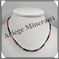 TOURMALINE Multicolore - Collier Compos - Disques Facets 4x2 mm - 46 cm - M003