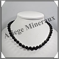 TOURMALINE NOIRE (Schorl) - Collier Perles Facets 10 mm - 50 cm - M001
