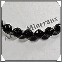 TOURMALINE NOIRE (Schorl) - Collier Perles Facets 10 mm - 50 cm - M001