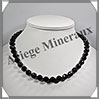 TOURMALINE NOIRE (Schorl) - Collier Perles Facets 10 mm - 49 cm - M002 Brsil