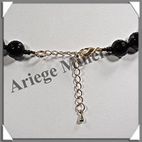 TOURMALINE NOIRE (Schorl) - Collier Perles Facets 10 mm - 49 cm - M002