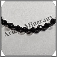 TOURMALINE NOIRE (Schorl) - Collier Perles Facets 6 mm - 53 cm - M001