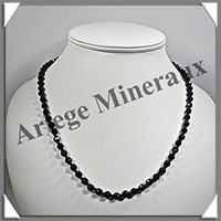 TOURMALINE NOIRE (Schorl) - Collier Perles Facets 6 mm - 53 cm - M002