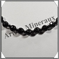 TOURMALINE NOIRE (Schorl) - Collier Perles Facets 6 mm - 53 cm - M002