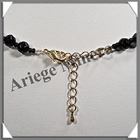 TOURMALINE NOIRE (Schorl) - Collier Perles Facets 6 mm - 53 cm - M002
