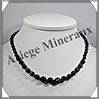 TOURMALINE NOIRE (Schorl) - Collier Perles Facets 6  10 mm en dgrad - 45 cm - M001 Brsil