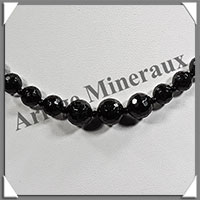 TOURMALINE NOIRE (Schorl) - Collier Perles Facets 6  10 mm en dgrad - 45 cm - M002