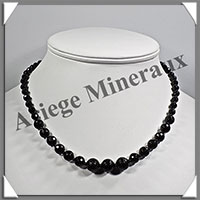 TOURMALINE NOIRE (Schorl) - Collier Perles Facets 6  10 mm en dgrad - 45 cm - M003