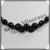 TOURMALINE NOIRE (Schorl) - Collier Perles Facets 6  10 mm en dgrad - 45 cm - M003