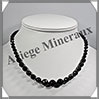 TOURMALINE NOIRE (Schorl) - Collier Perles Facets 6  10 mm en dgrad - 45 cm - M004 Brsil