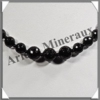 TOURMALINE NOIRE (Schorl) - Collier Perles Facets 6  10 mm en dgrad - 45 cm - M004
