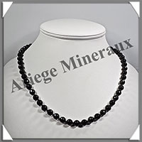TOURMALINE NOIRE (Schorl) - Collier Perles Facets 8 mm - 51 cm - M001