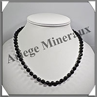 TOURMALINE NOIRE (Schorl) - Collier Perles Facets 8 mm - 50 cm - M002