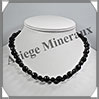 TOURMALINE NOIRE (Schorl) - Collier Perles Facets 8  10 mm en altern - 45 cm - M001 Brsil