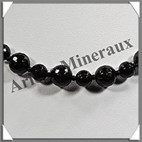 TOURMALINE NOIRE (Schorl) - Collier Perles Facets 8  10 mm en altern - 45 cm - M001