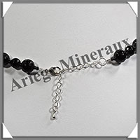 TOURMALINE NOIRE (Schorl) - Collier Perles Facets 8  10 mm en altern - 45 cm - M001