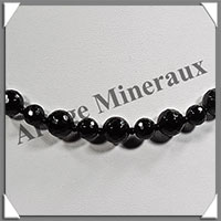 TOURMALINE NOIRE (Schorl) - Collier Perles Facets 8  10 mm en altern - 45 cm - M002