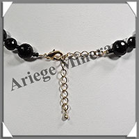 TOURMALINE NOIRE (Schorl) - Collier Perles Facets 8  10 mm en altern - 45 cm - M002