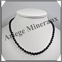 TOURMALINE NOIRE (Schorl) - Collier Perles 6 mm - 48 cm - M001