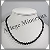 TOURMALINE NOIRE (Schorl) - Collier Perles 6 mm - 48 cm - M002 Brsil