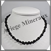 TOURMALINE NOIRE (Schorl) - Collier Perles 6  8 en altern - 45 cm - M001