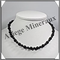 TOURMALINE NOIRE (Schorl) - Collier Perles 6  8 en altern - 45 cm - M002