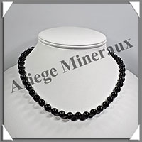 TOURMALINE NOIRE (Schorl) - Collier Perles 8 mm - 47 cm - M001